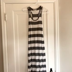 Grey striped racer back maxi dress